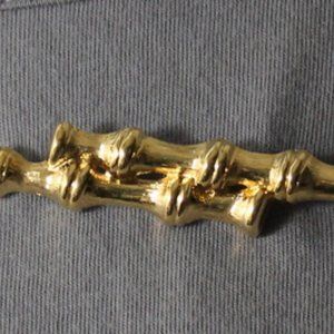 Bamboo Monet Signed Gold Tone Brooch